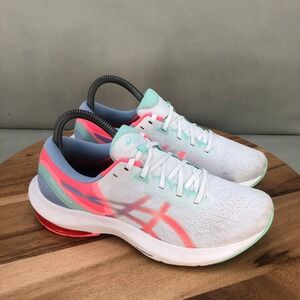 ASICS Gel Pulse 13 Women White Pink Teal Running Shoes Size 7 Cushioned Comfort